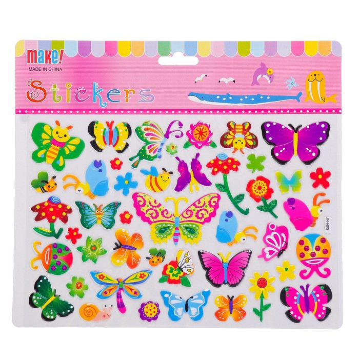 Наклейка пластик "Бабочки/Сердца" МИКС 25х22 см