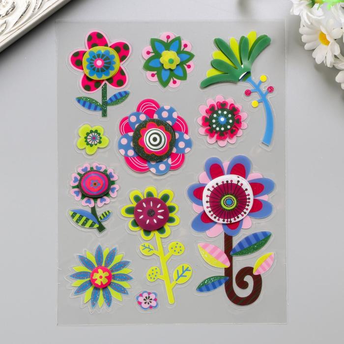 Наклейка пластик 2D "Цветочки" МИКС 24,5х15,5 см