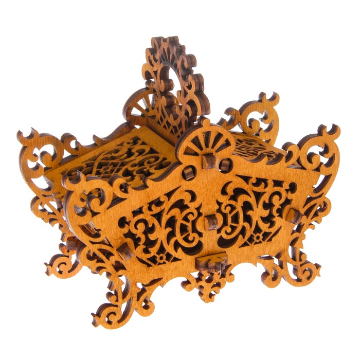 Шкатулка дерево "Корзинка" с морилкой 12х10,5х7,5 см