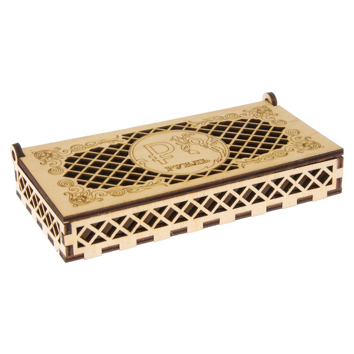 Шкатулка дерево "Рубль Монета" 17х8х3 см