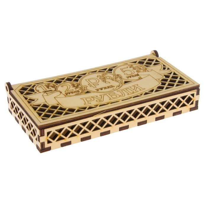 Шкатулка дерево "Рубли Ассорти" 17х8х3 см