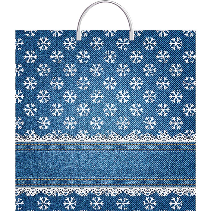 Пакет "Джинсовые снежинки", полиэтиленовый с пластиковой ручкой, 36 х 37 см, 100 кмм