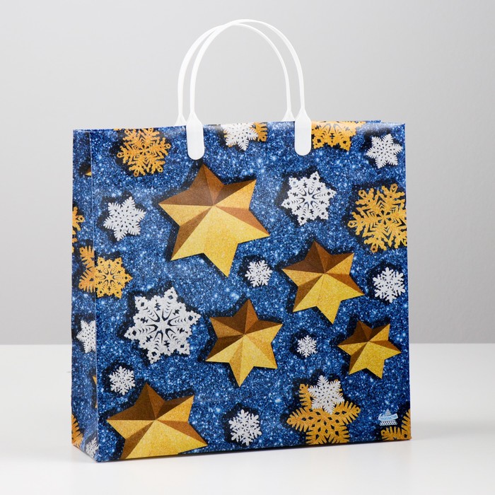 Пакет "Снежные звезды", мягкий пластик, 30 х 30 см, 140 мкм