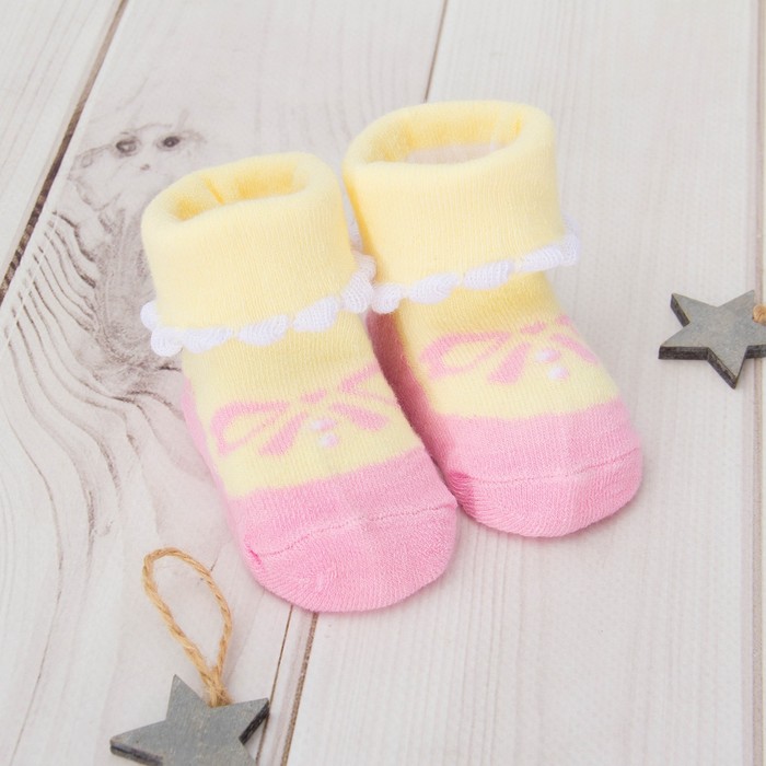 Набор детский Крошка Я "Лапочка дочка" слюнявчик и носки, 3-12 мес, 100% хл