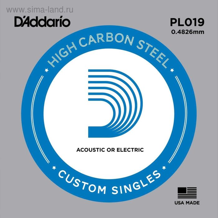 фото Отдельная струна d'addario pl019 plain steel без обмотки, сталь, .019, d`addario