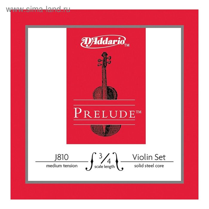 фото Струны для скрипки d'addario j810-3/4m prelude размером 3/4, среднее натяжение d`addario