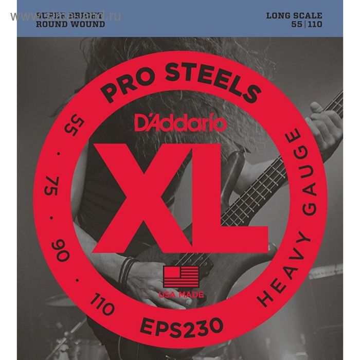 фото Струны для бас-гитары d'addario eps230 prosteels heavy, 55-110 d`addario