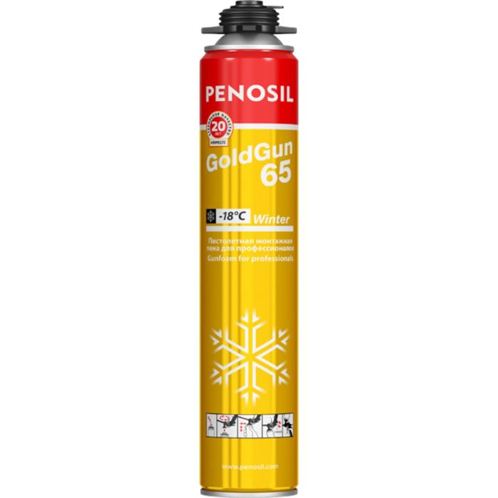 Пена монтажная ПРОФ Penosil Gold Gun (золотой баллон) 65 зимняя 875 мл
