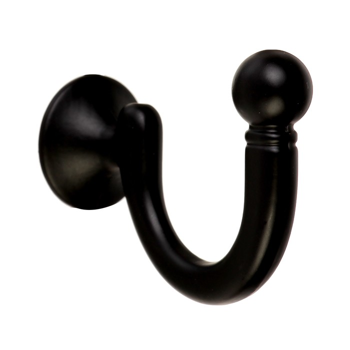 Крючок мебельный KM1009BL, однорожковый, черный