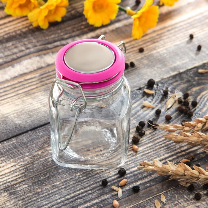 Банка для сыпучих продуктов 100 мл "Прима", с бугельным замком, цвета МИКС