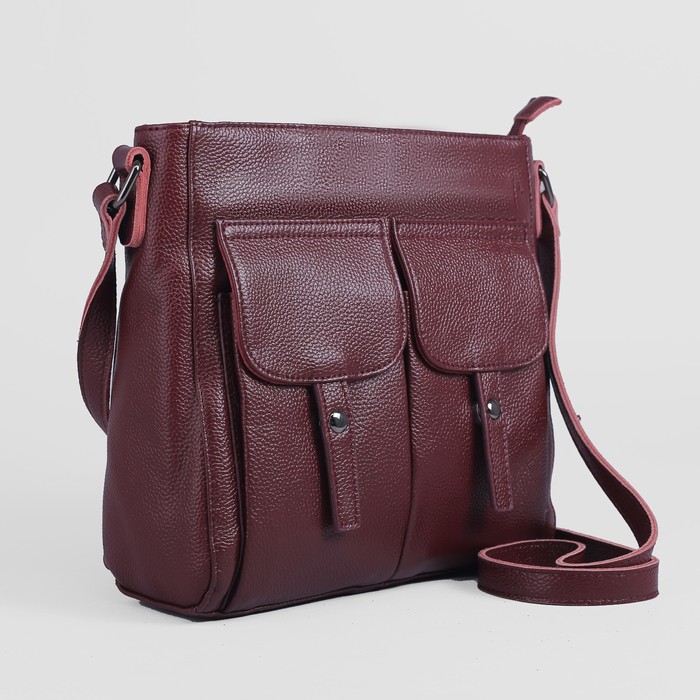 Сумка женская, отдел с перегородкой на молнии, 3 наружных кармана, регулируемый ремень, цвет бордовый