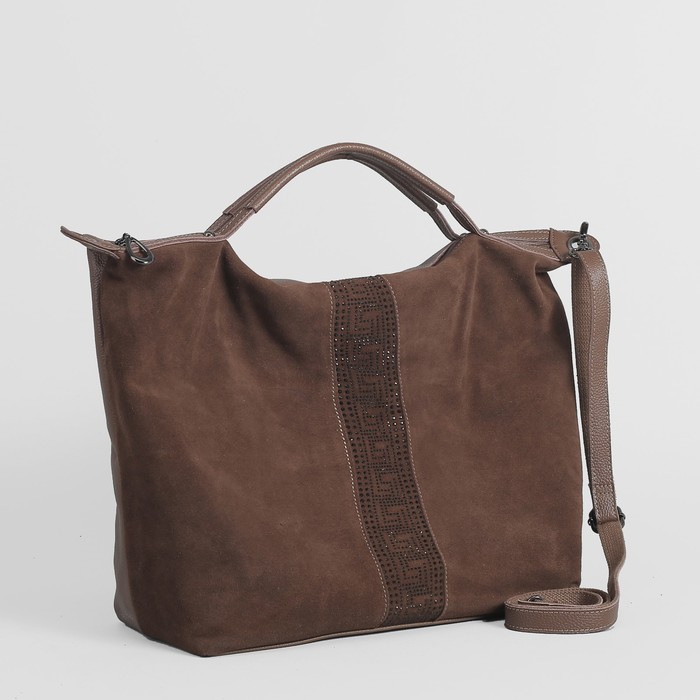 Сумка женская на молнии, 1 отдел с перегородкой, наружный карман, регулируемый ремень, цвет коричневый