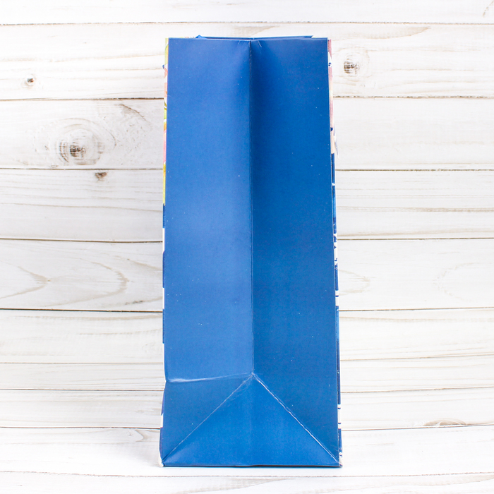 Пакет подарочный "Цветы", синий, люкс, 26 х 10 х 32 см