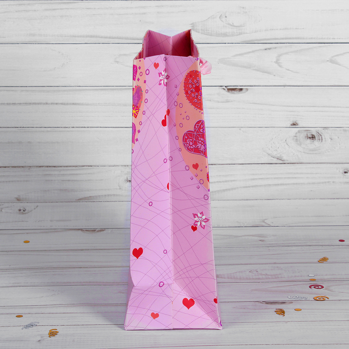 Пакет подарочный "Сердца", люкс, 31 х 12 х 42 см