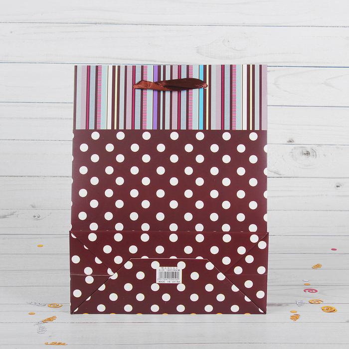 Пакет подарочный "Золотой горошек", люкс, МИКС, 31 х 12 х 42 см