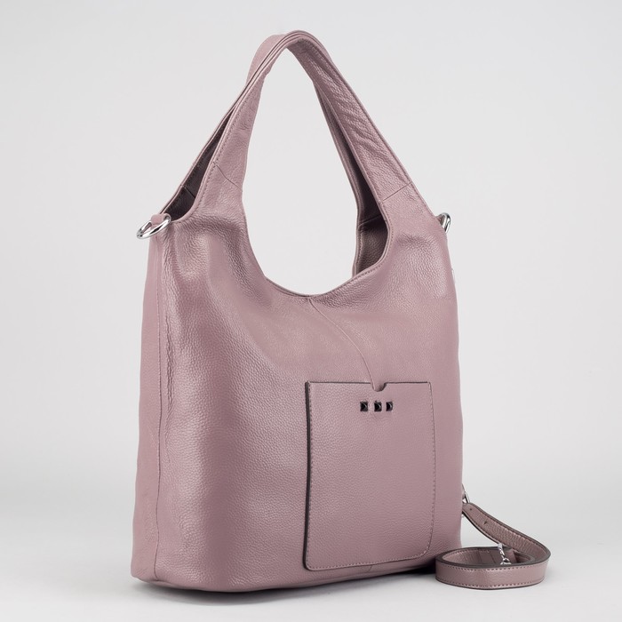 Сумка женская, отдел с перегородкой на молнии, 2 наружных кармана, длинный ремень, цвет пудровый