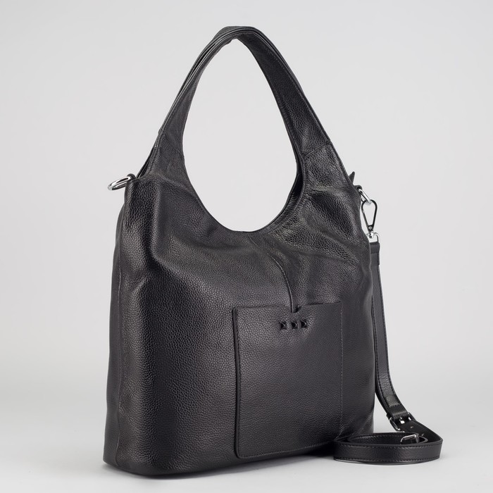 Сумка женская, отдел с перегородкой на молнии, 2 наружных кармана, длинный ремень, цвет чёрный