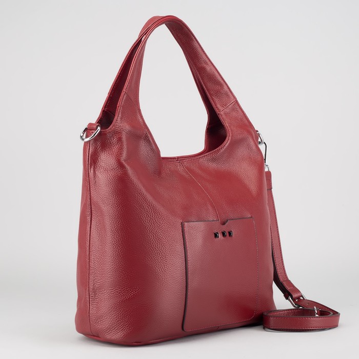 Сумка женская, отдел с перегородкой на молнии, 2 наружных кармана, длинный ремень, цвет бордовый