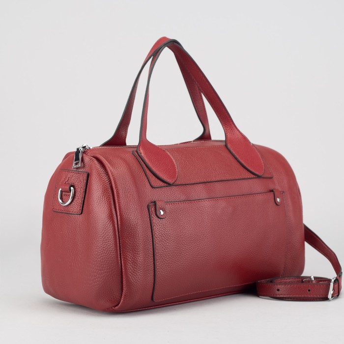 Сумка женская, отдел с перегородкой на молнии, 2 наружных кармана, длинный ремень, цвет бордовый