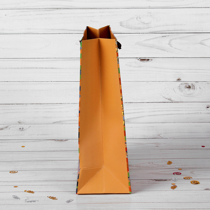 Пакет подарочный "Геометрия", цвет коричневый, люкс, 31 х 12 х 42 см