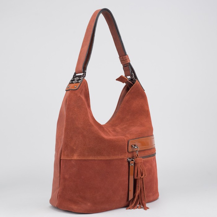 Сумка женская на молнии, 1 отдел с перегородкой, 2 наружных кармана, цвет рыжий