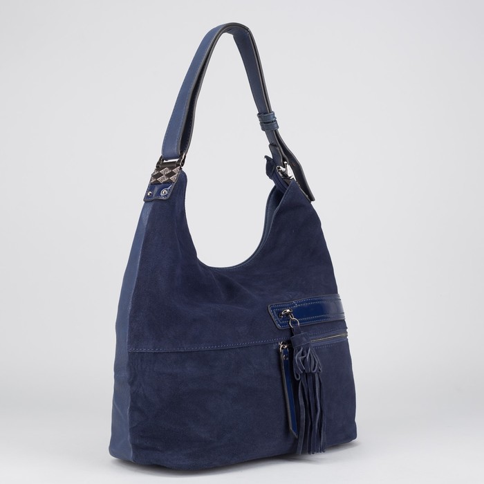 Сумка женская на молнии, 1 отдел с перегородкой, 2 наружных кармана, цвет синий