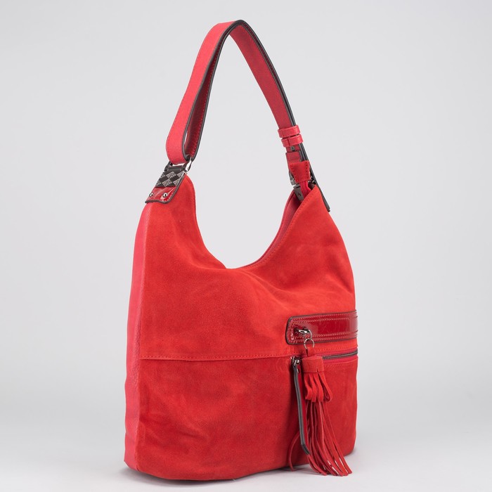 Сумка женская на молнии, 1 отдел с перегородкой, 2 наружных кармана, цвет красный