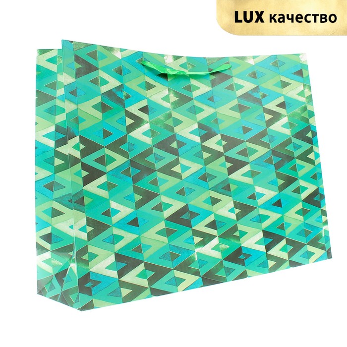 Пакет подарочный "Геометрия", зелёный, люкс, 59 х 17 х 44 см