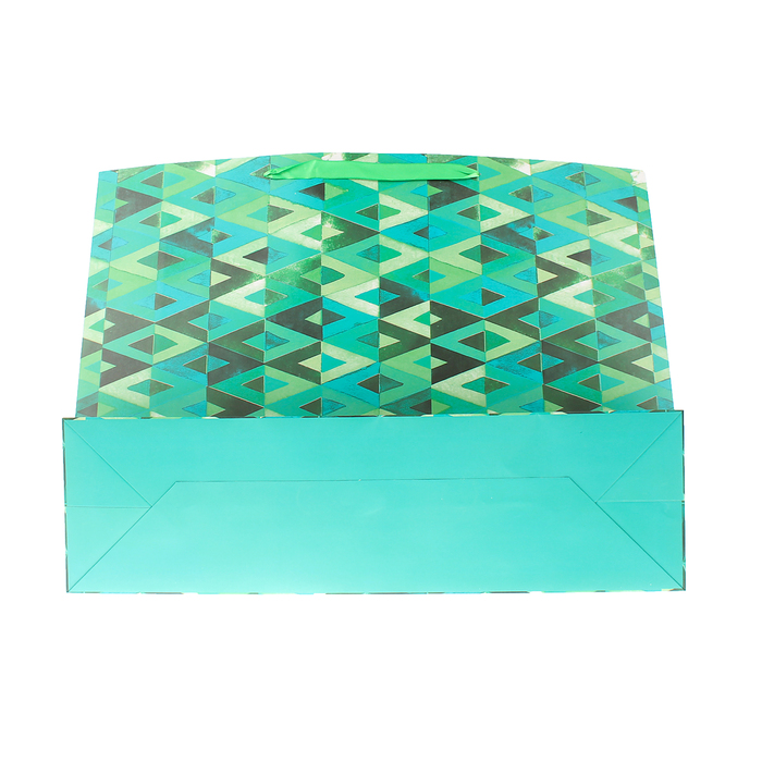 Пакет подарочный "Геометрия", зелёный, люкс, 59 х 17 х 44 см