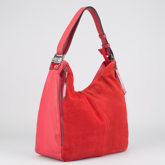 Сумка женская на молнии, 1 отдел с перегородкой, наружный карман, регулируемый ремень, цвет красный