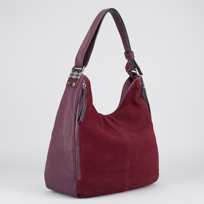 Сумка женская на молнии, 1 отдел с перегородкой, наружный карман, регулируемый ремень, цвет бордовый