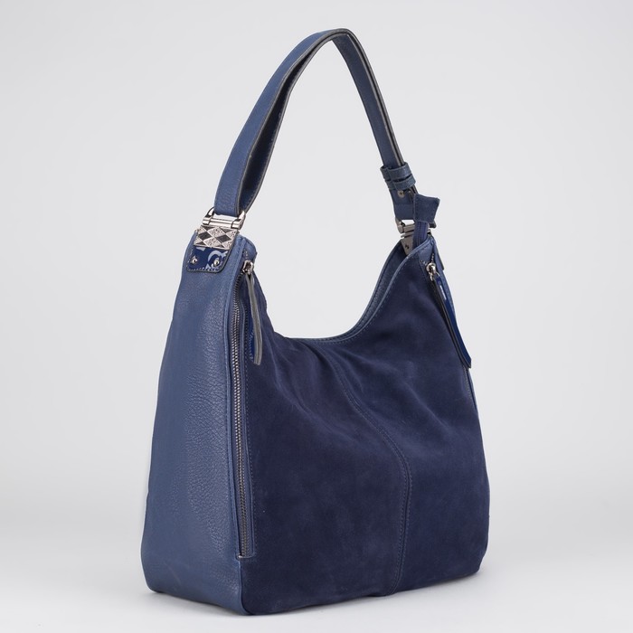 Сумка женская на молнии, 1 отдел с перегородкой, наружный карман, регулируемый ремень, цвет синий