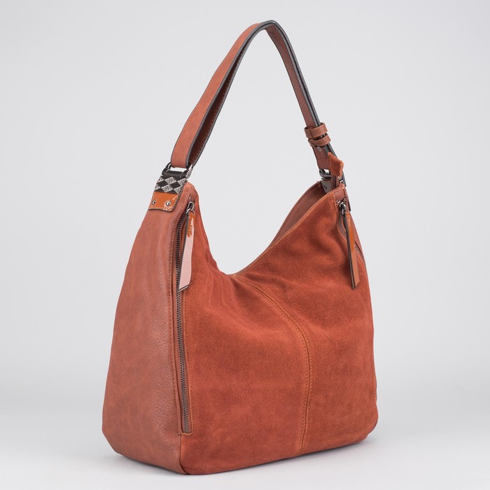 Сумка женская на молнии, 1 отдел с перегородкой, наружный карман, регулируемый ремень, цвет коричневый