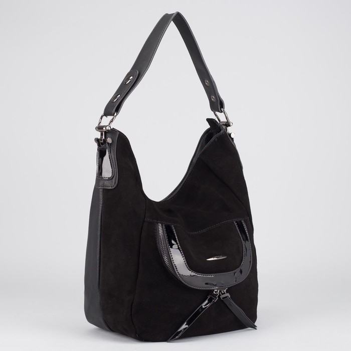 Сумка женская на молнии, 1 отдел с перегородкой, 2 наружных кармана, цвет чёрный