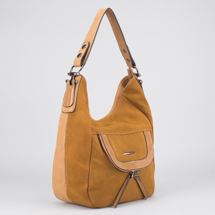 Сумка женская на молнии, 1 отдел с перегородкой, 2 наружных кармана, цвет коричневый