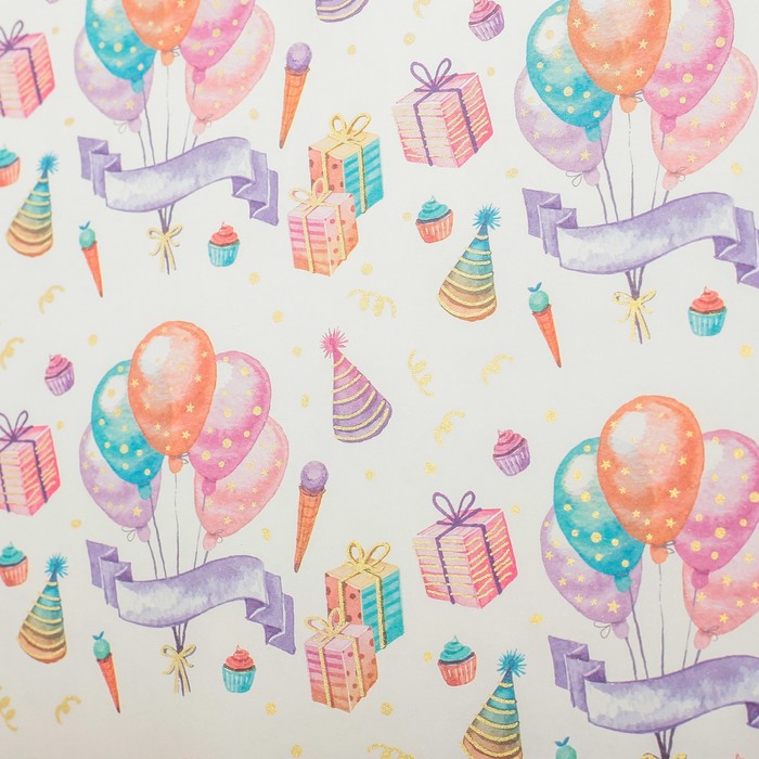 Бумага с золотым тиснением "Сюрприз", 50 x 70 см