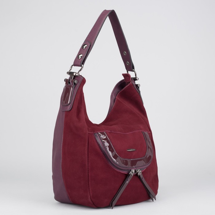 Сумка женская на молнии, 1 отдел с перегородкой, 2 наружных кармана, цвет бордовый