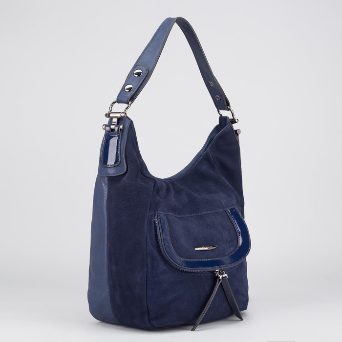 Сумка женская на молнии, 1 отдел с перегородкой, 2 наружных кармана, цвет синий