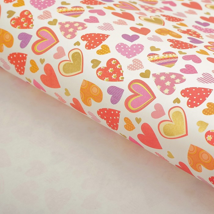 Бумага с золотым тиснением "Просто любовь", 50 x 70 см