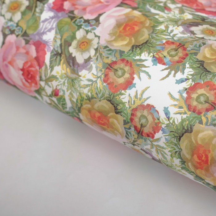 Бумага с золотым тиснением "Дыхание лета", 50 x 70 см