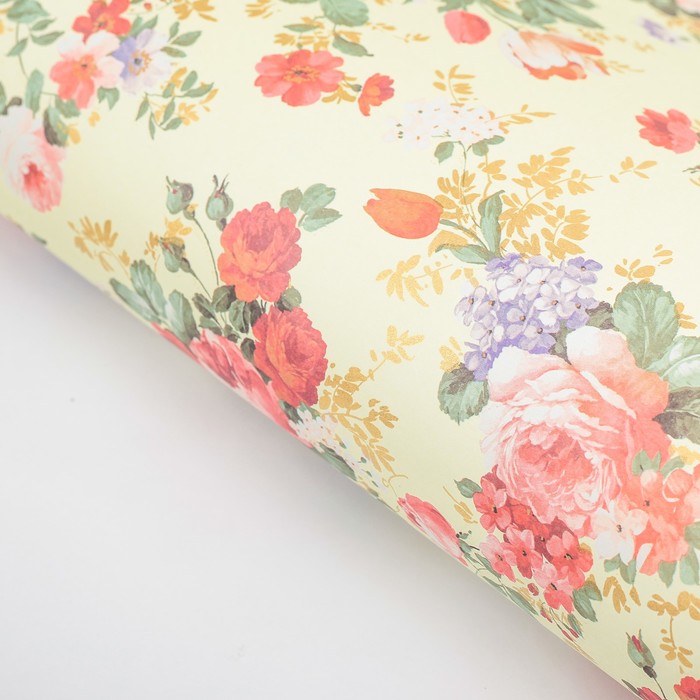 Бумага с золотым тиснением "Весенняя сказка", 50 x 70 см