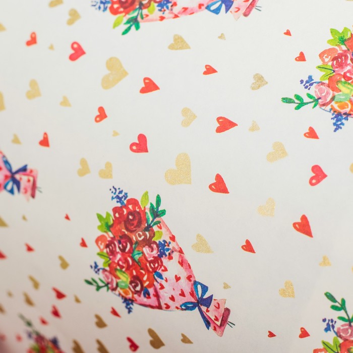 Бумага с золотым тиснением "Ансамбль любви", 50 x 70 см