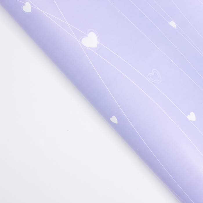 Бумага упаковочная "Сердечки", сиреневый, 50 х 70 см