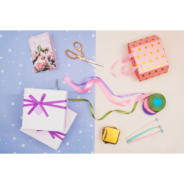 Бумага упаковочная "Сердечки", сиреневый, 50 х 70 см