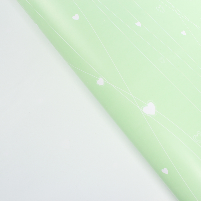 Бумага упаковочная "Сердечки", зелёный, 50 х 70 см