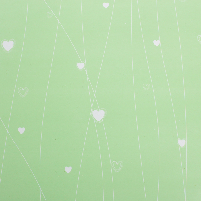 Бумага упаковочная "Сердечки", зелёный, 50 х 70 см