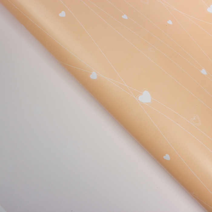 Бумага упаковочная "Сердечки", бежевый, 50 х 70 см