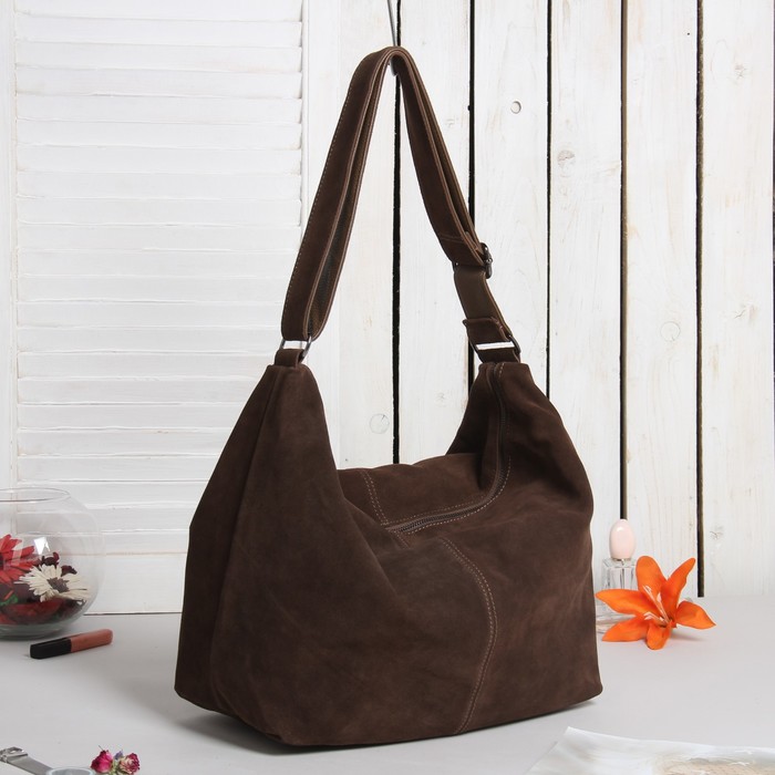 Сумка женская на молнии, 1 отдел, наружный карман, цвет коричневый