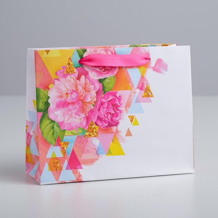 Пакет подарочный «Счастья!», 22 × 17,5 × 8 см