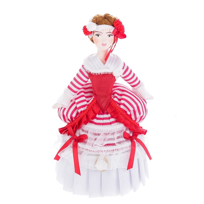 Сувенирная кукла-шкатулка "Дама белая с красным"